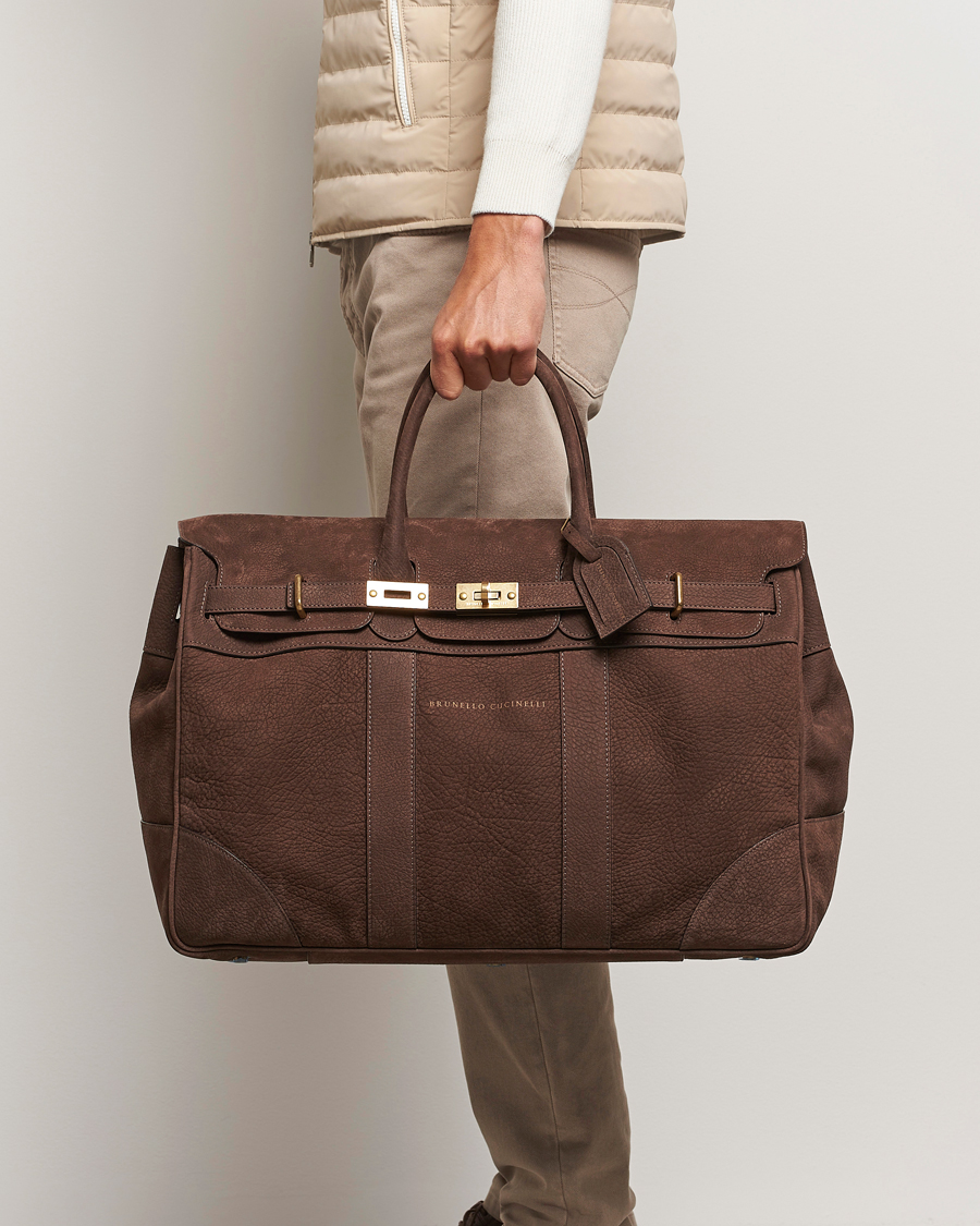 Herren | Brunello Cucinelli Grain Leather Holdall Dark Brown | Brunello Cucinelli | Grain Leather Holdall Dark Brown