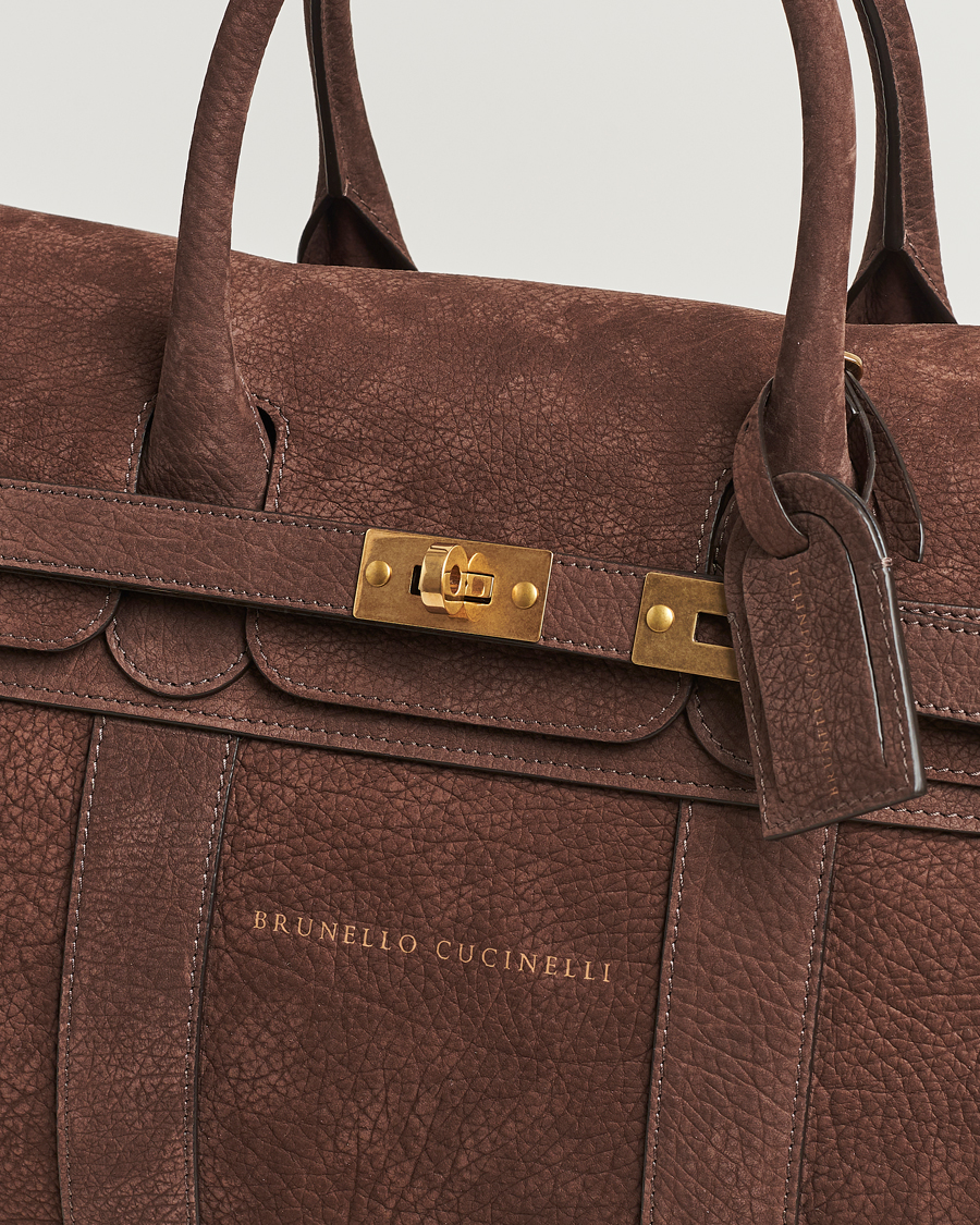 Herren | Brunello Cucinelli Grain Leather Holdall Dark Brown | Brunello Cucinelli | Grain Leather Holdall Dark Brown