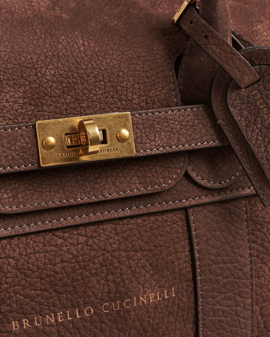 Herren | Brunello Cucinelli Grain Leather Holdall Dark Brown | Brunello Cucinelli | Grain Leather Holdall Dark Brown