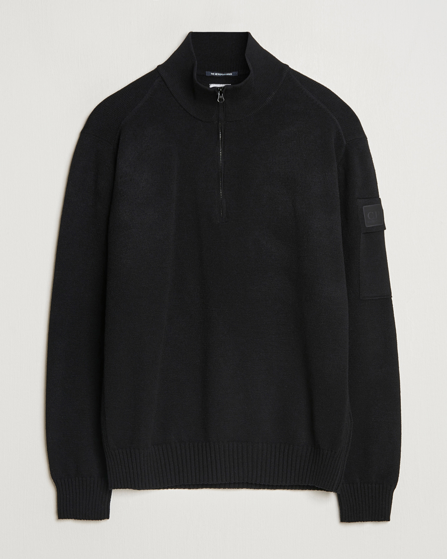 Herren | Pullover | C.P. Company | Metropolis Knitted Wool Half Zip Black