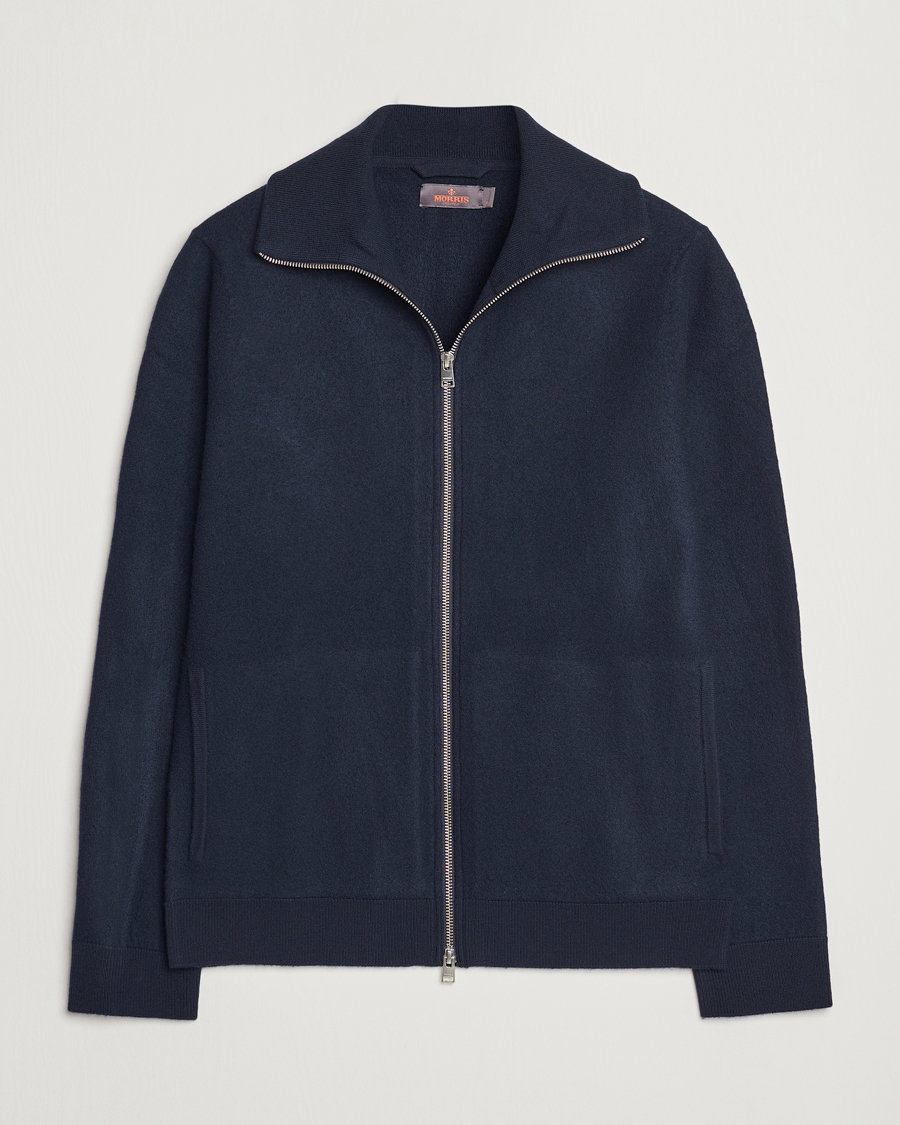 Herren | Pullover | Morris | York Knitted Zip Jacket Navy