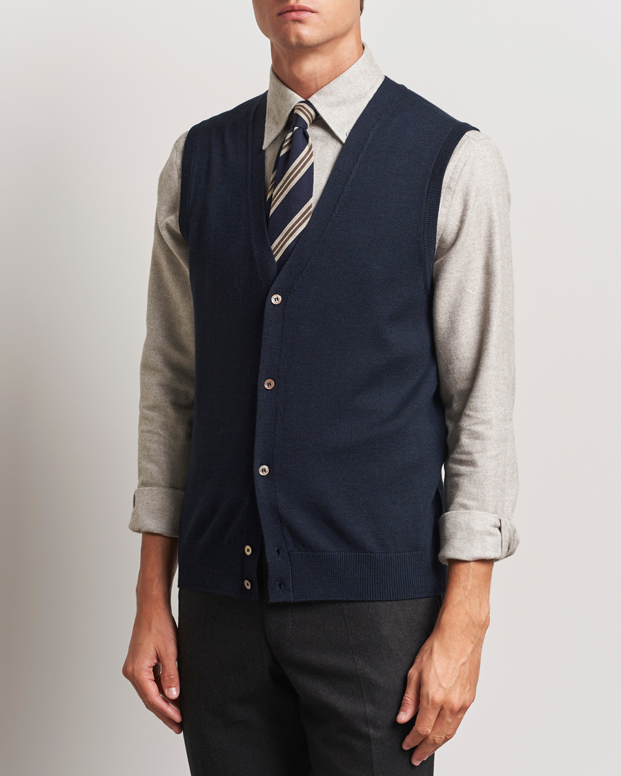 Herren | Pullover | Morris | Merino Slipover Vest Navy