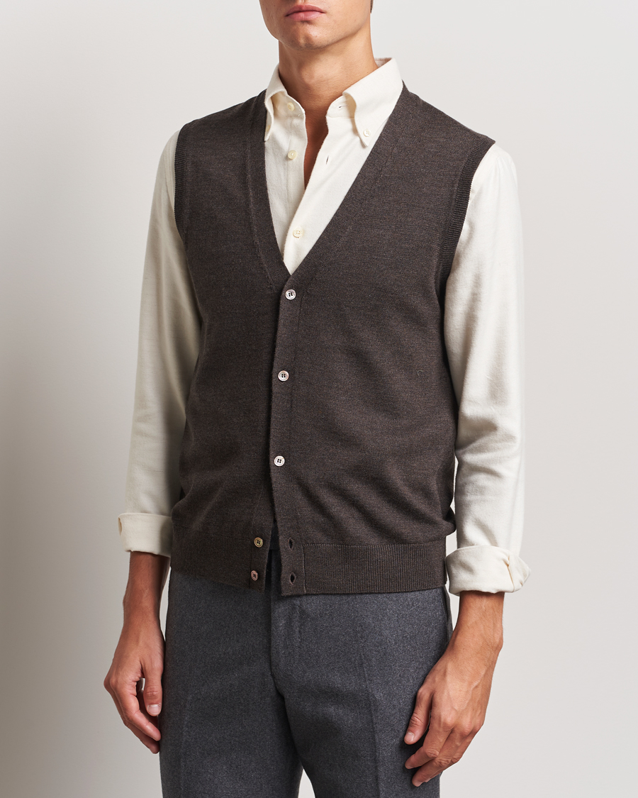 Herren | Pullover | Morris | Merino Slipover Vest Brown
