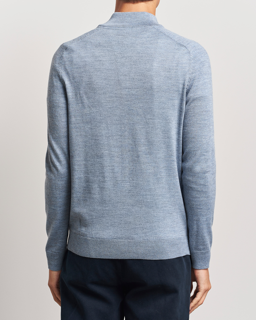 Herren | Pullover | Morris | John Merino Half Zip Light Blue