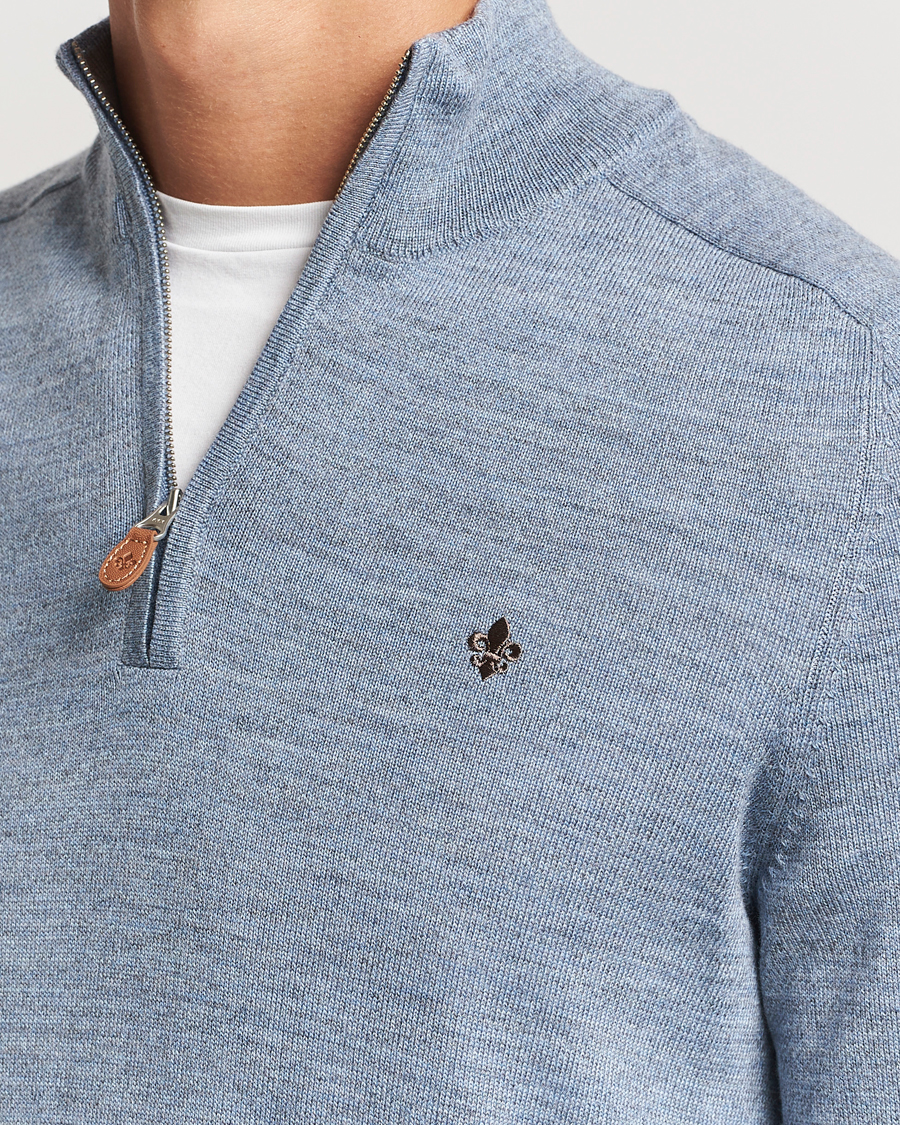 Herren | Pullover | Morris | John Merino Half Zip Light Blue