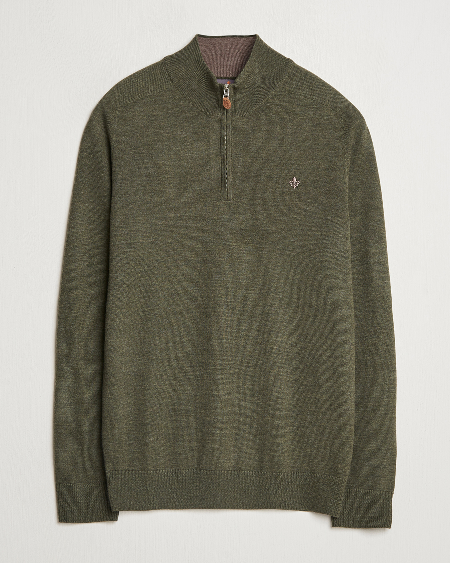 Herren | Pullover | Morris | John Merino Half Zip Olive