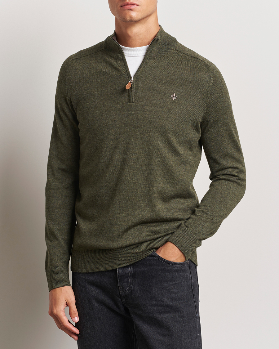 Herren | Pullover | Morris | John Merino Half Zip Olive