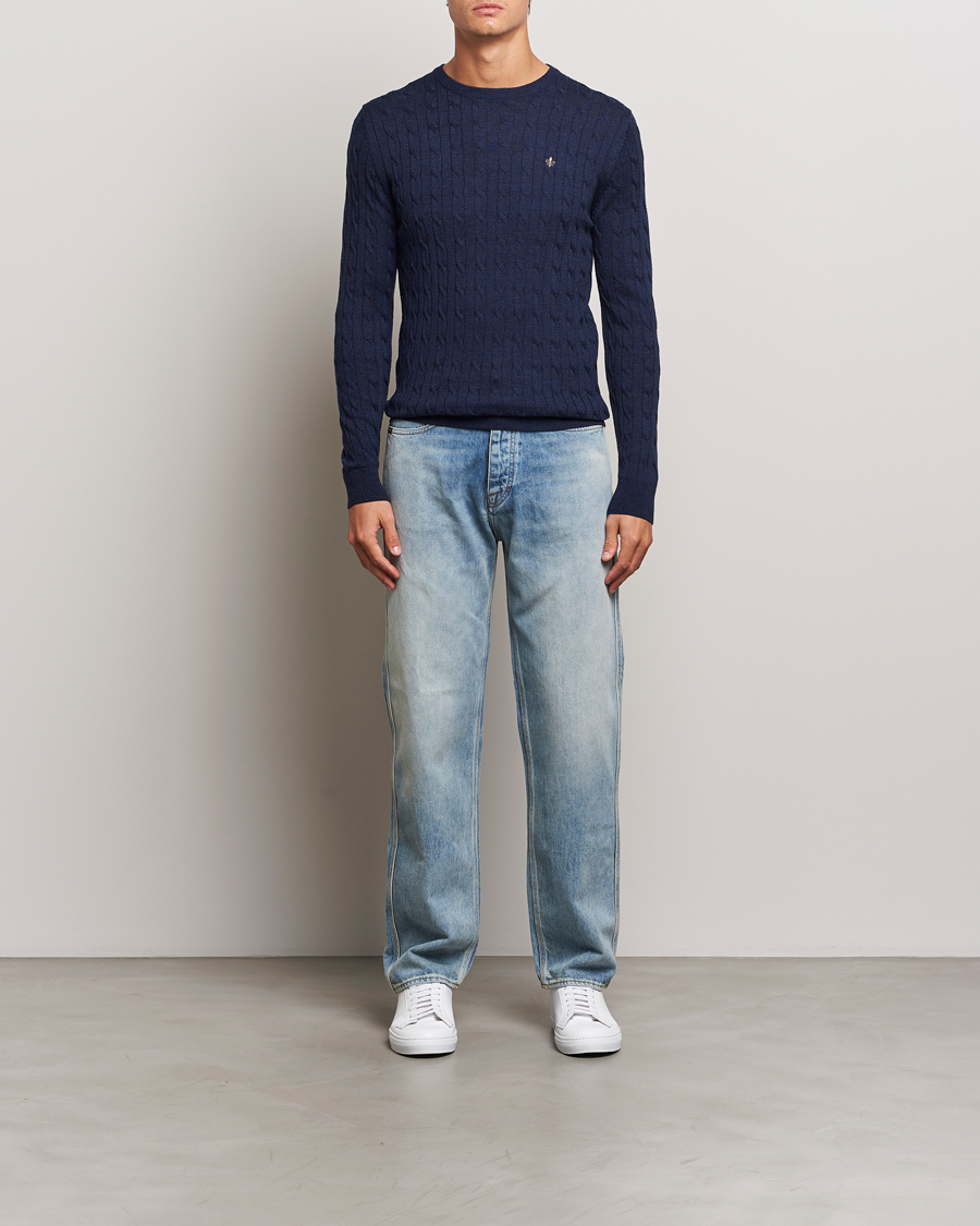Herren | Pullover | Morris | Merino Cable O-Neck Blue