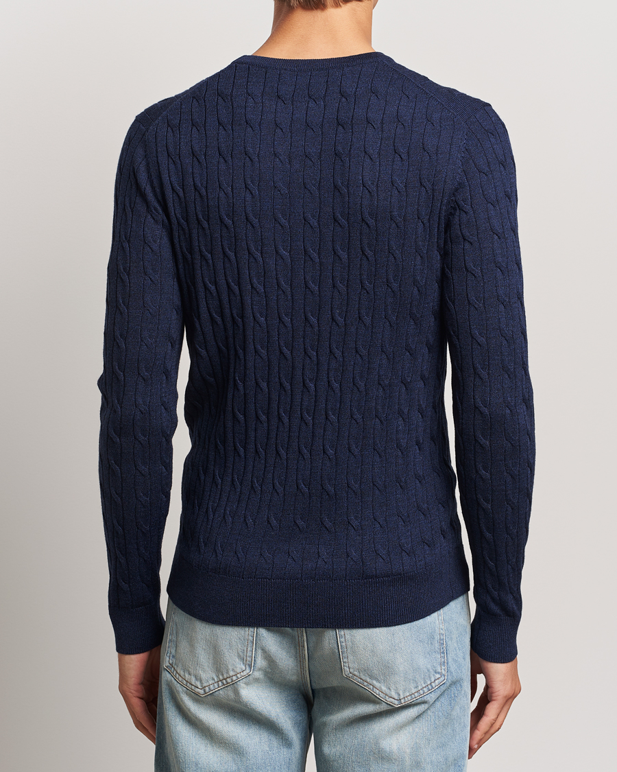 Herren | Pullover | Morris | Merino Cable O-Neck Blue