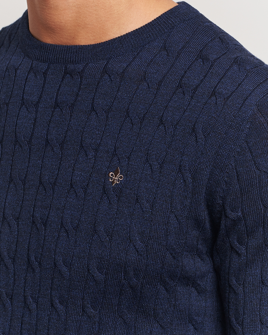Herren | Pullover | Morris | Merino Cable O-Neck Blue