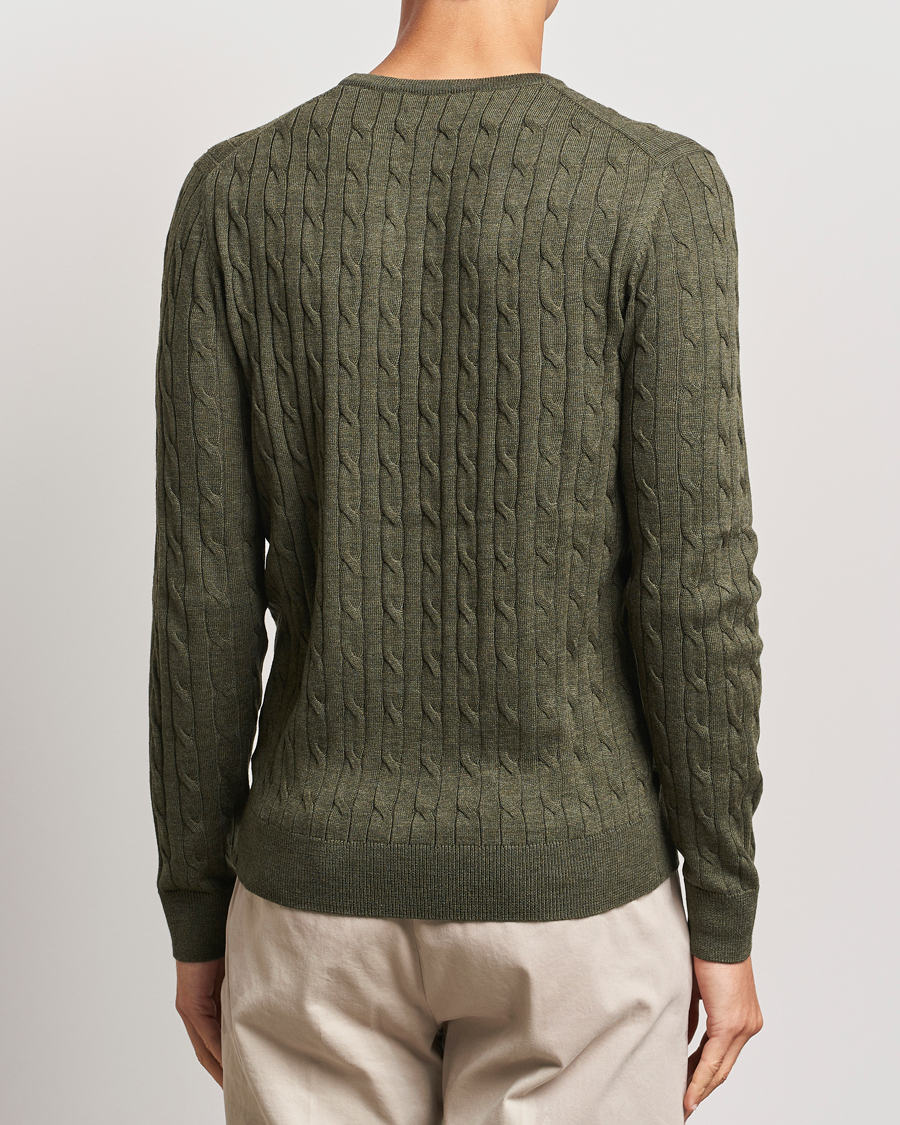 Herren | Pullover | Morris | Merino Cable O-Neck Olive