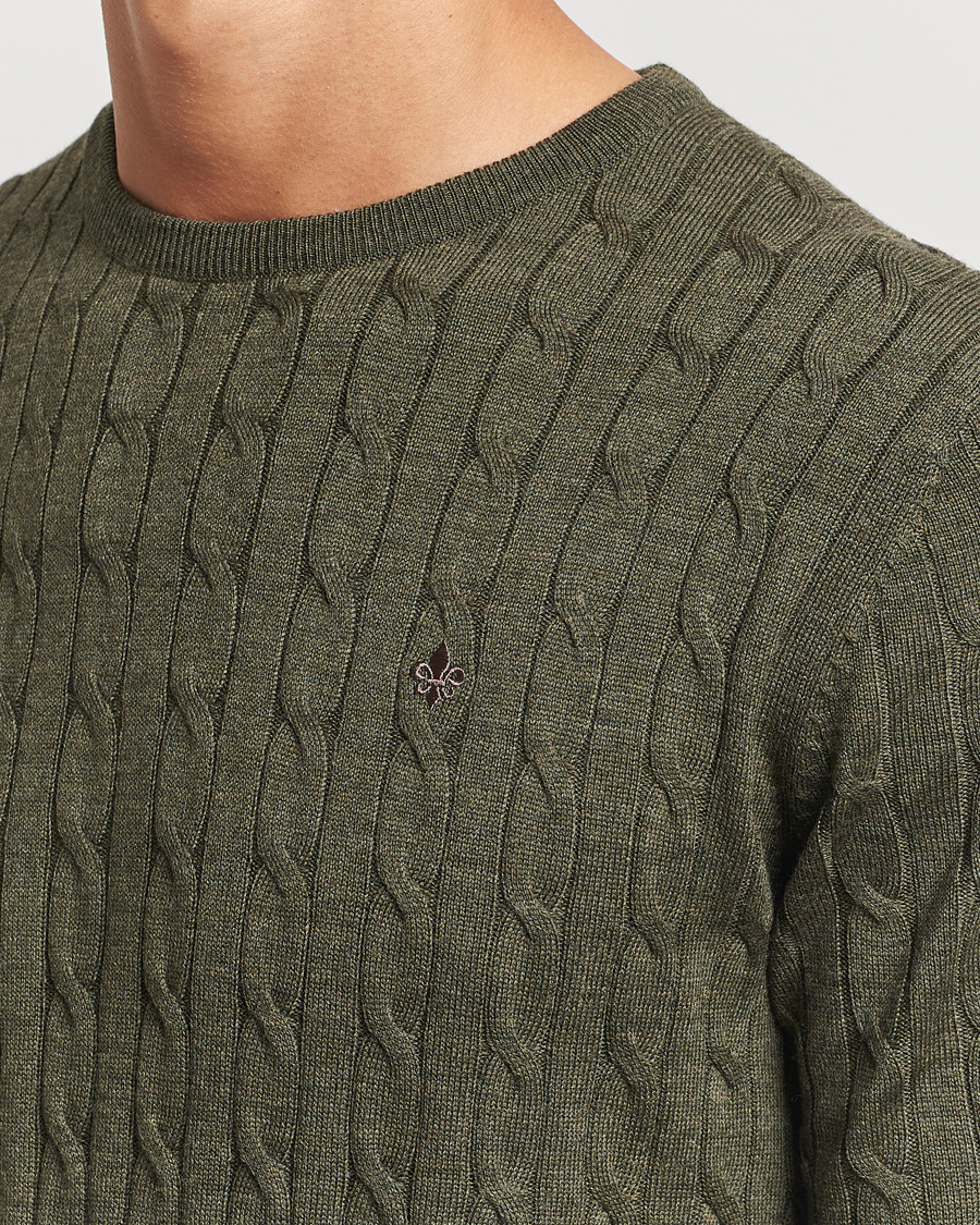 Herren | Pullover | Morris | Merino Cable O-Neck Olive