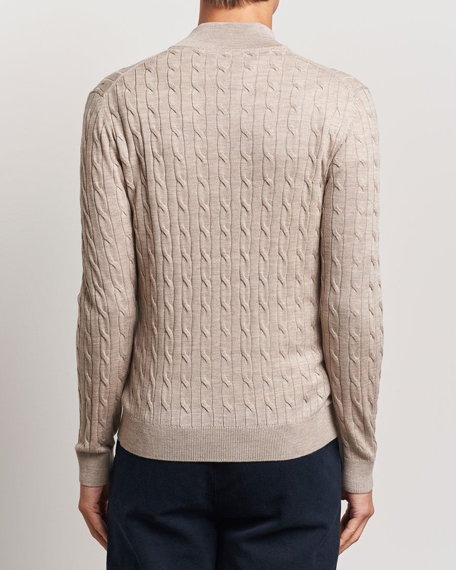 Herren | Pullover | Morris | Merino Cable Half Zip Khaki