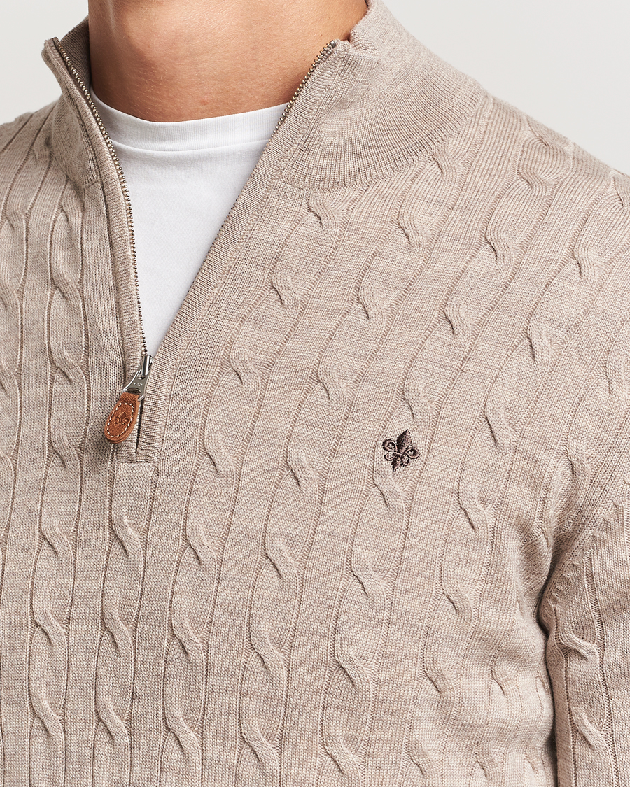 Herren | Pullover | Morris | Merino Cable Half Zip Khaki