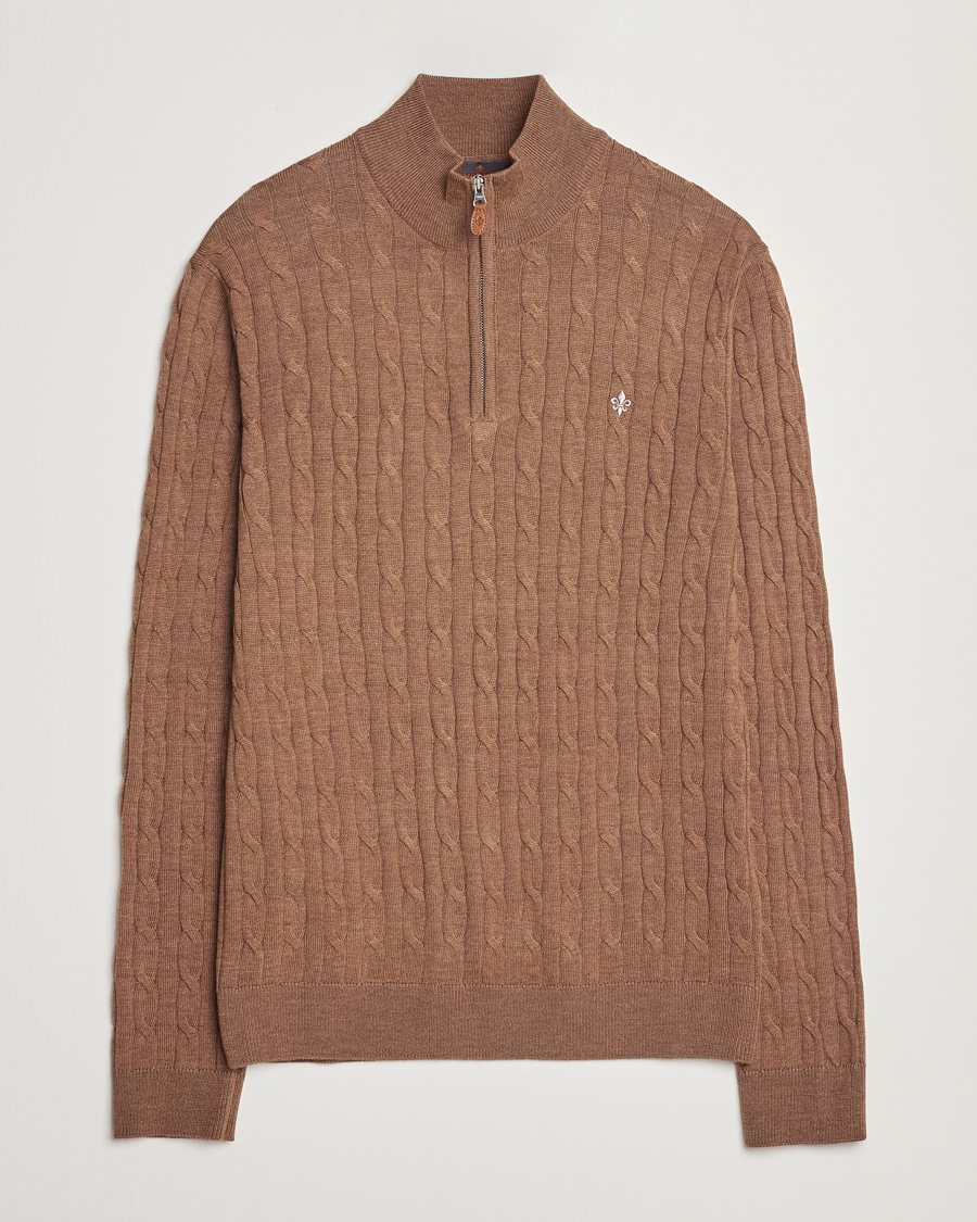 Herren | Pullover | Morris | Merino Cable Half Zip Camel