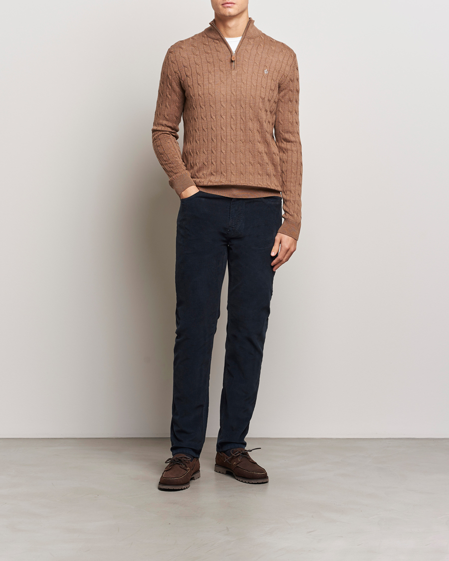 Herren | Pullover | Morris | Merino Cable Half Zip Camel