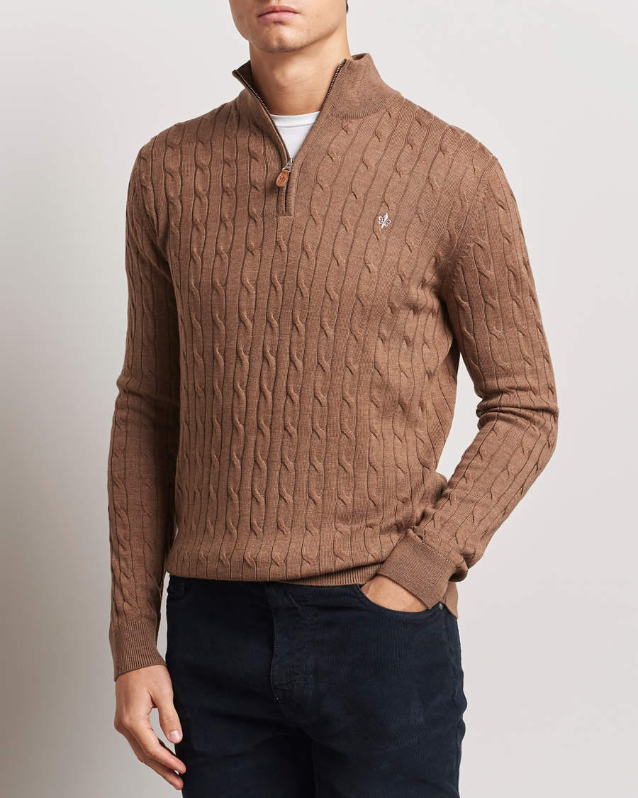 Herren | Pullover | Morris | Merino Cable Half Zip Camel