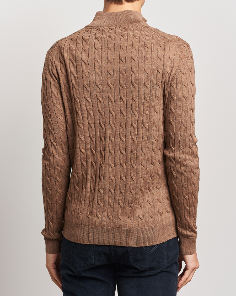 Herren | Pullover | Morris | Merino Cable Half Zip Camel