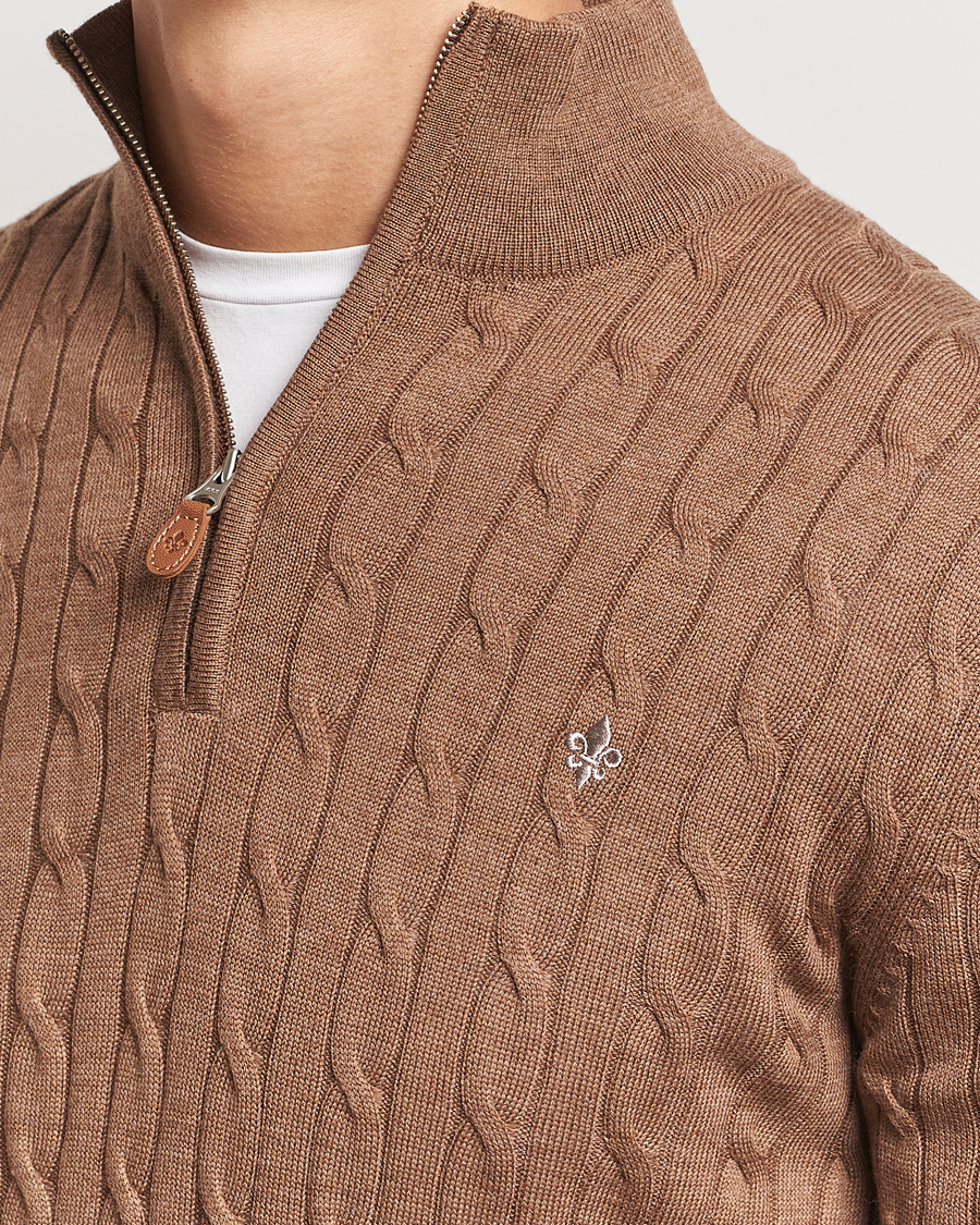 Herren | Pullover | Morris | Merino Cable Half Zip Camel