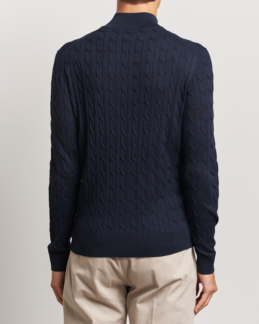 Herren | Pullover | Morris | Merino Cable Half Zip Navy