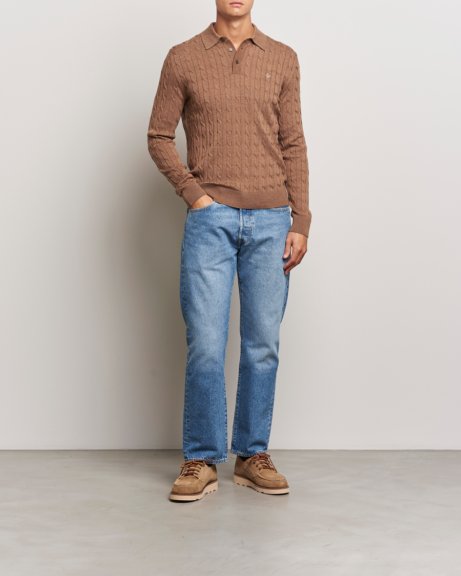 Herren | Pullover | Morris | Merino Cable Polo Knit Camel