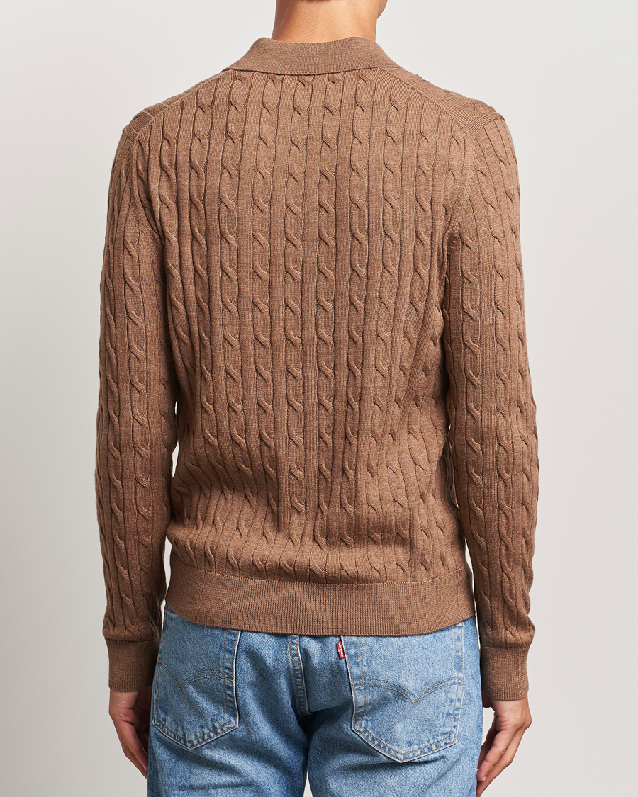 Herren | Pullover | Morris | Merino Cable Polo Knit Camel