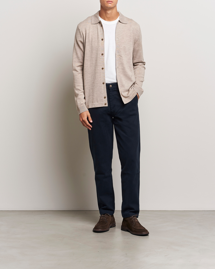 Herren | Pullover | Morris | Merino Knitted Shirt Khaki
