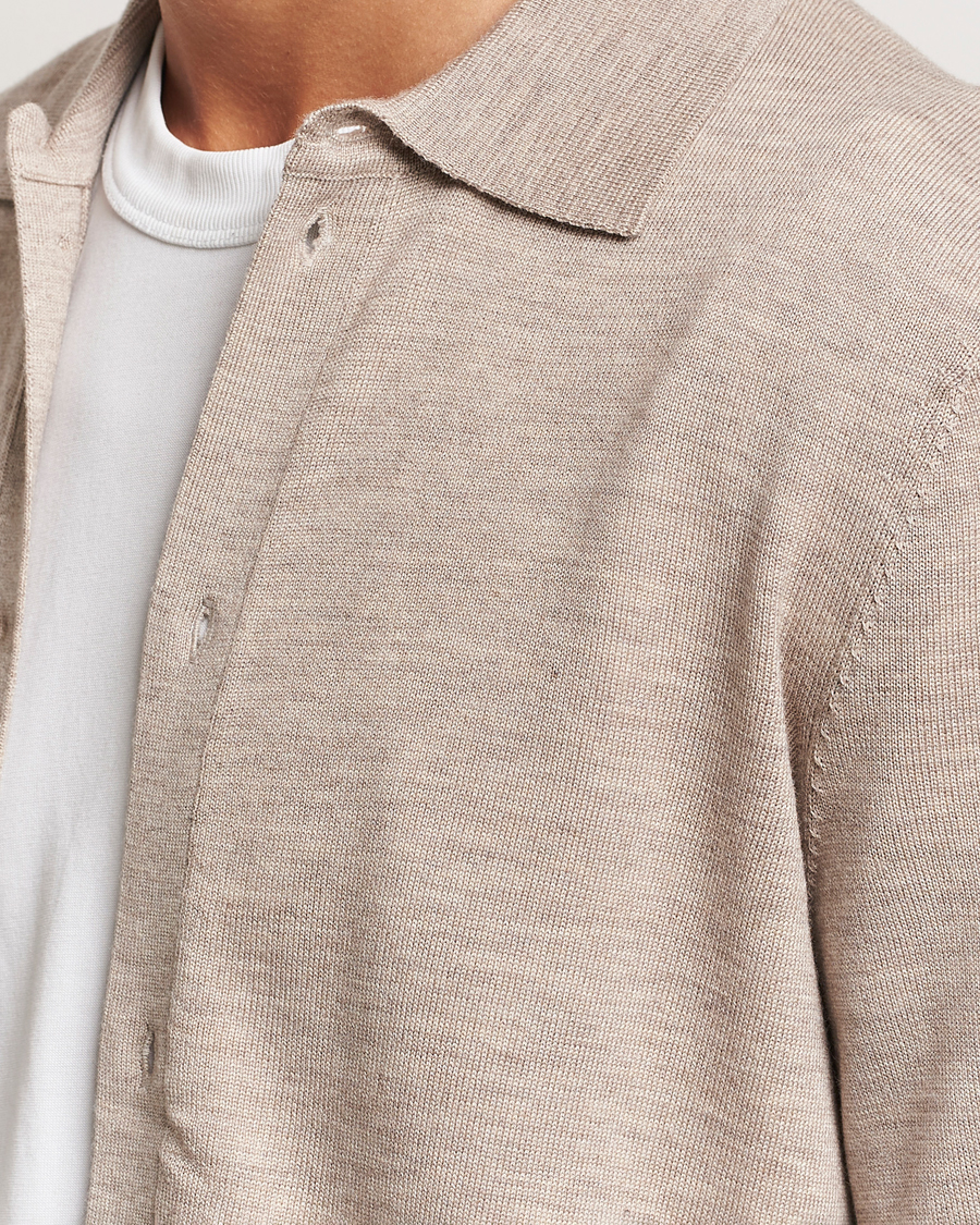 Herren | Pullover | Morris | Merino Knitted Shirt Khaki
