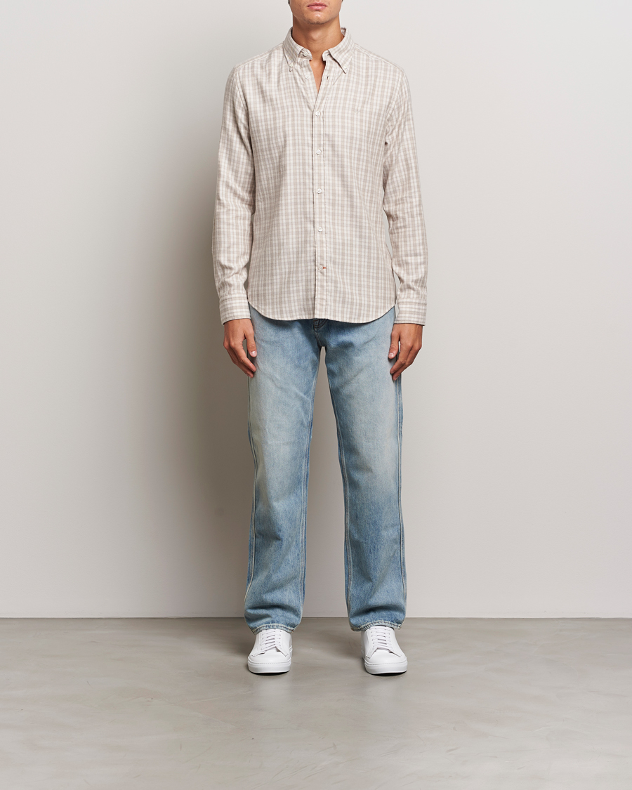 Herren | Hemden | Morris | Soft Check Flannel Shirt Khaki