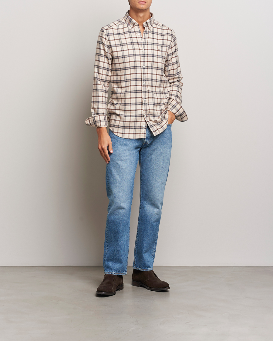 Herren | Hemden | Morris | Soft Check Flannel Shirt Camel