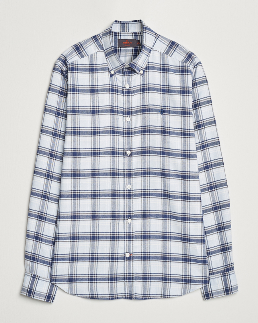 Herren | Hemden | Morris | Soft Check Flannel Shirt Blue