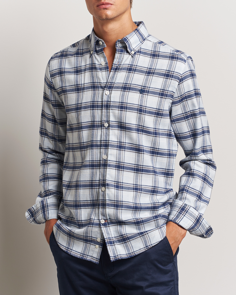 Herren | Hemden | Morris | Soft Check Flannel Shirt Blue