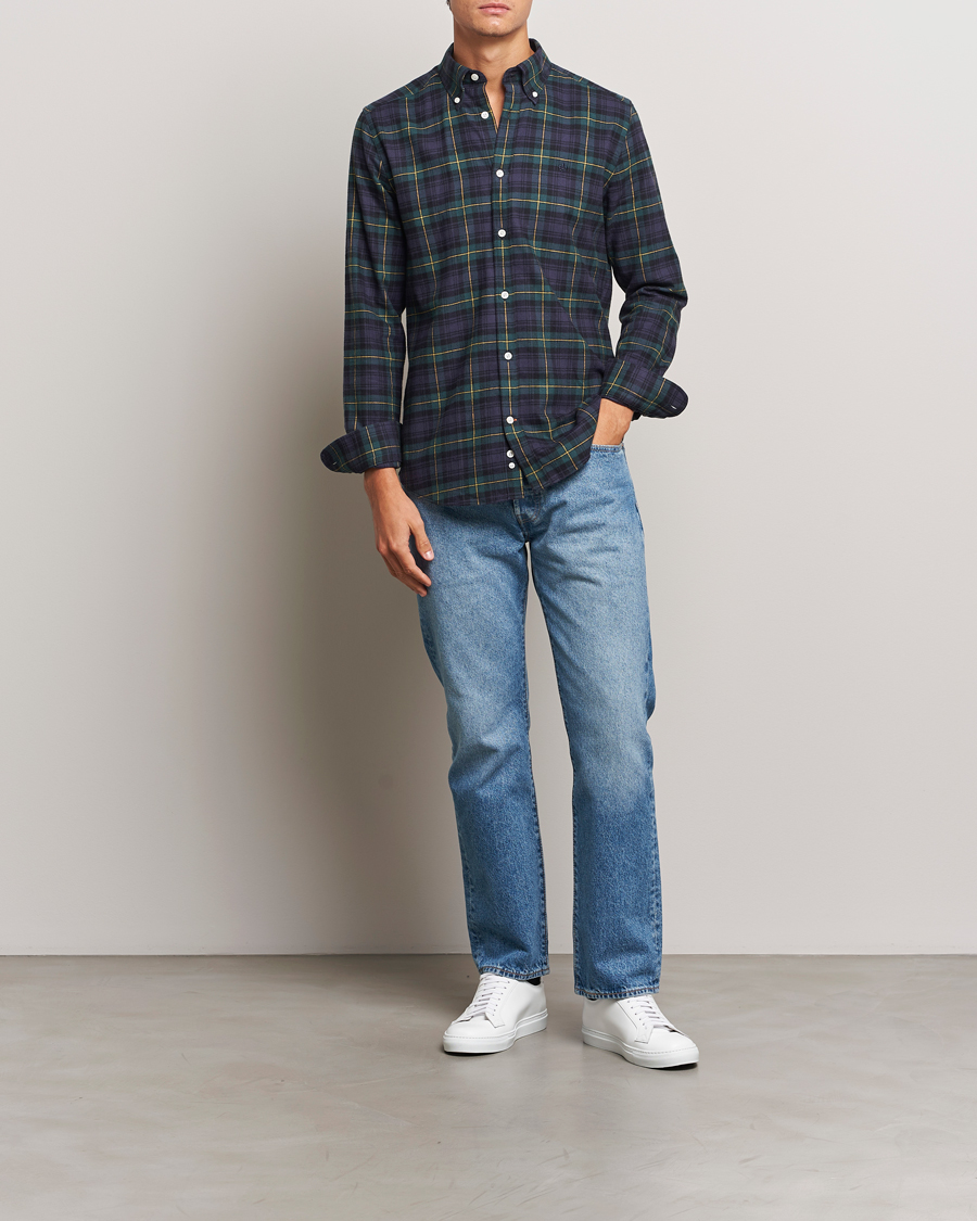 Herren | Hemden | Morris | Flannel Tartan Shirt Navy
