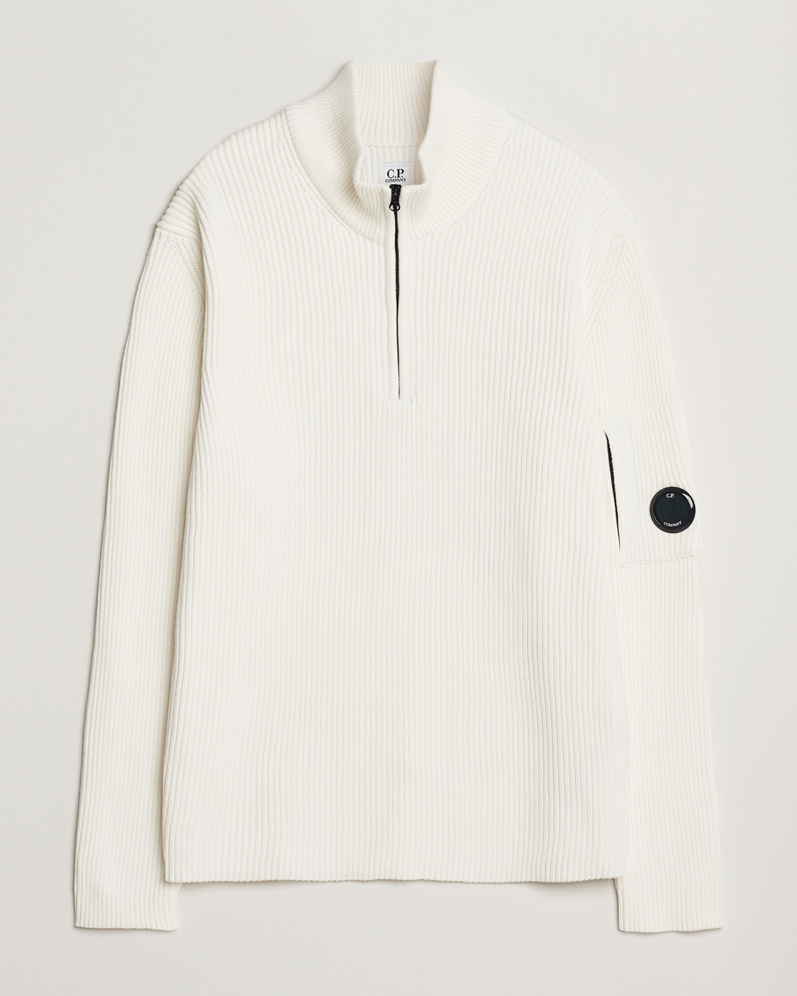 Herren | Pullover | C.P. Company | Full Rib Knitted Cotton Half Zip Off White