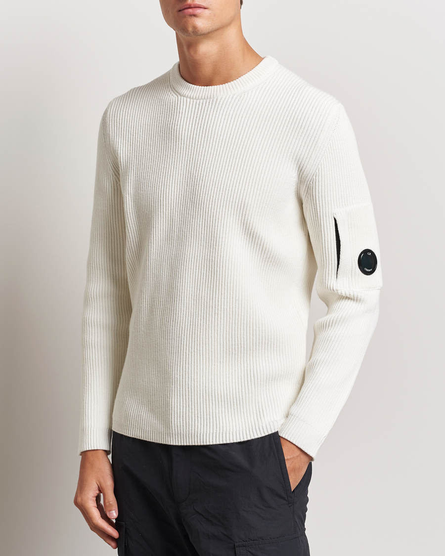 Herren | Pullover | C.P. Company | Full Rib Knitted Cotton Crew Neck Off White