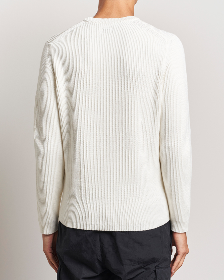 Herren | Pullover | C.P. Company | Full Rib Knitted Cotton Crew Neck Off White