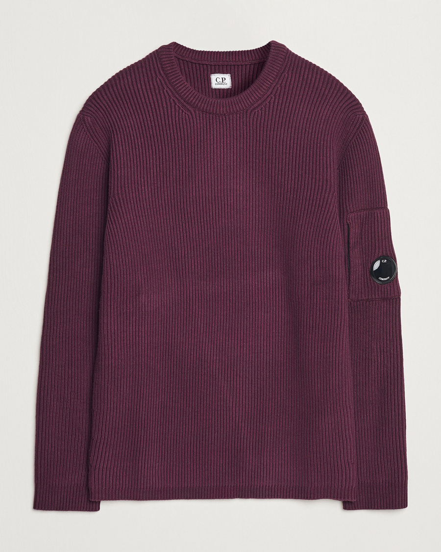 Herren | Pullover | C.P. Company | Full Rib Knitted Cotton Crew Neck Burgundy