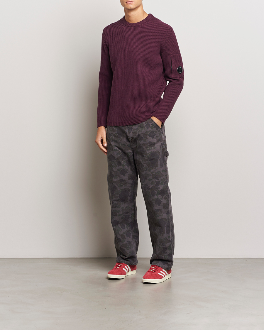 Herren | Pullover | C.P. Company | Full Rib Knitted Cotton Crew Neck Burgundy