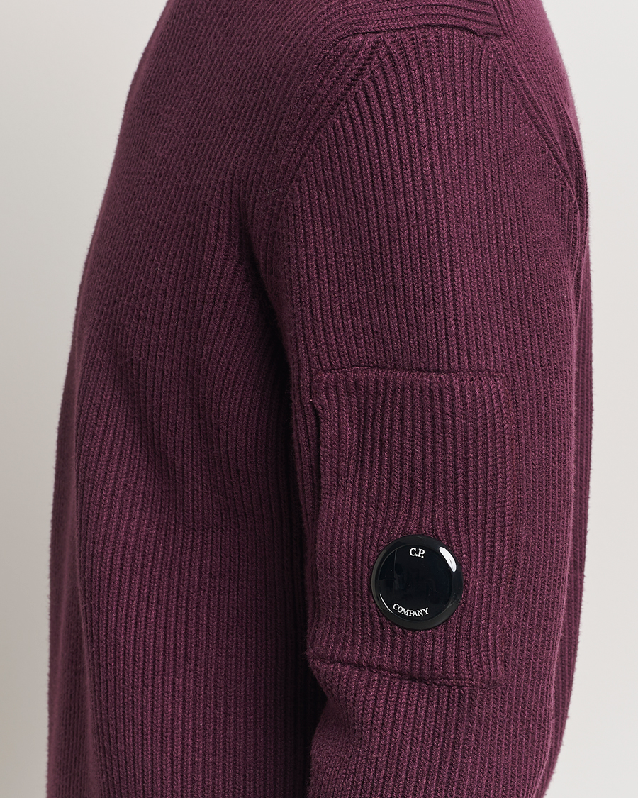 Herren | Pullover | C.P. Company | Full Rib Knitted Cotton Crew Neck Burgundy