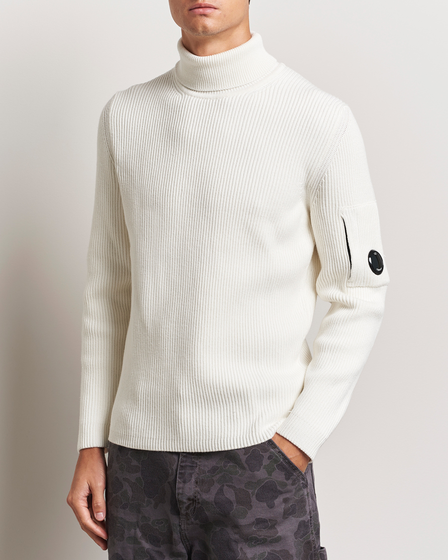 Herren | Pullover | C.P. Company | Full Rib Knitted Cotton Rollneck Off White