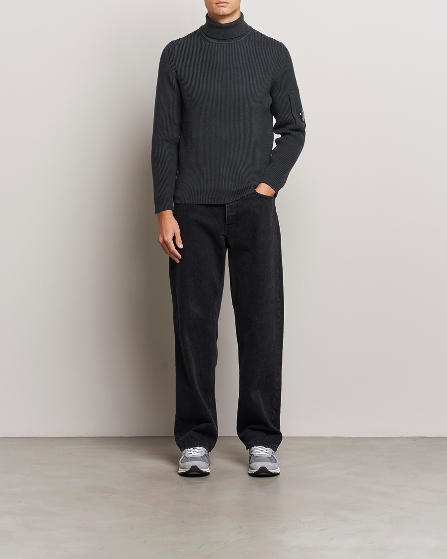 Herren | Pullover | C.P. Company | Full Rib Knitted Cotton Rollneck Grey Black