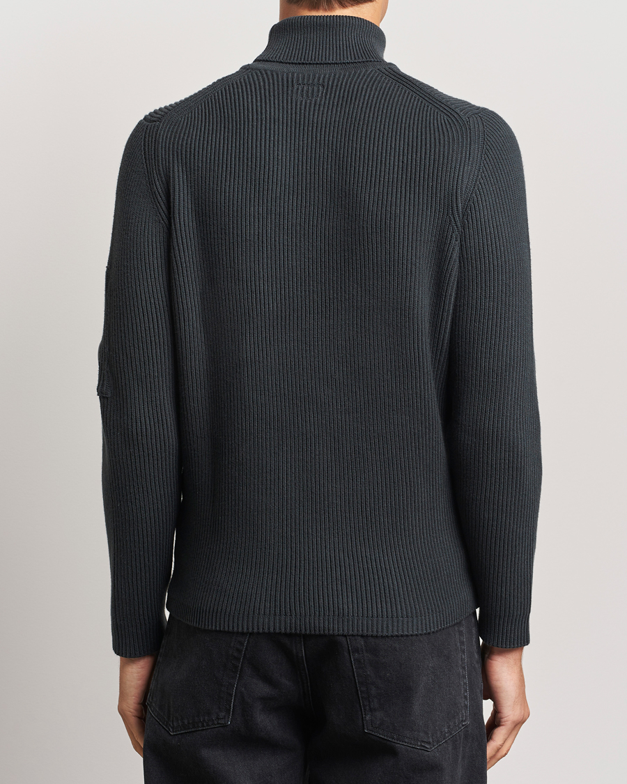 Herren | Pullover | C.P. Company | Full Rib Knitted Cotton Rollneck Grey Black