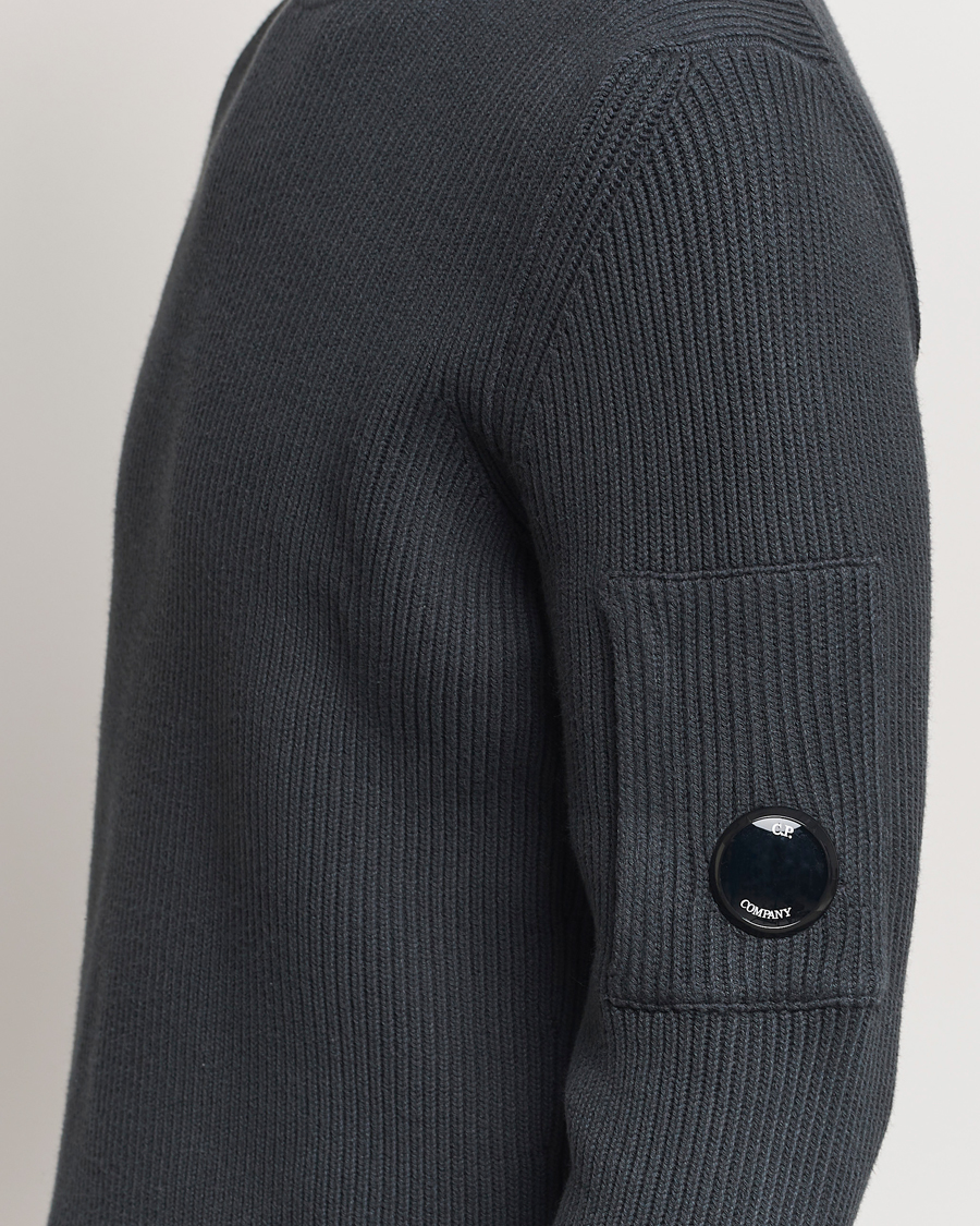 Herren | Pullover | C.P. Company | Full Rib Knitted Cotton Rollneck Grey Black