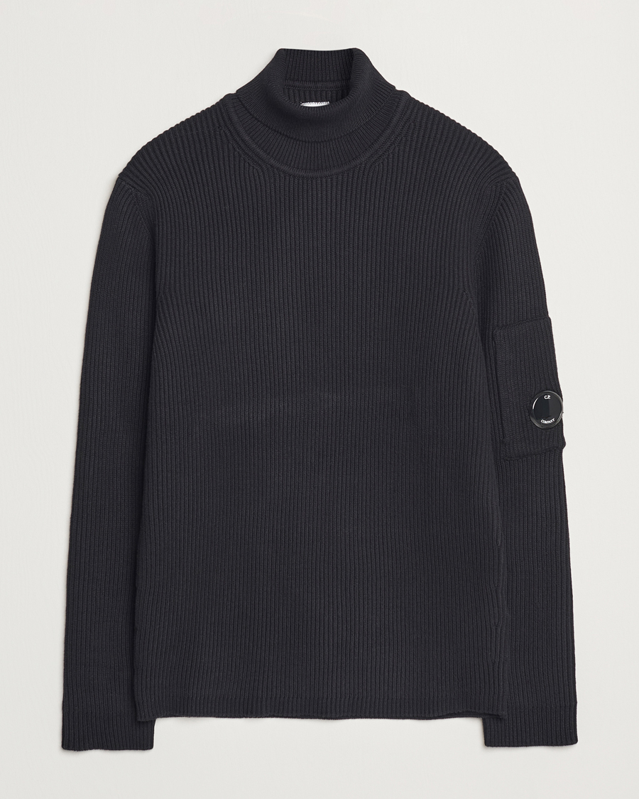 Herren | Pullover | C.P. Company | Full Rib Knitted Cotton Rollneck Black