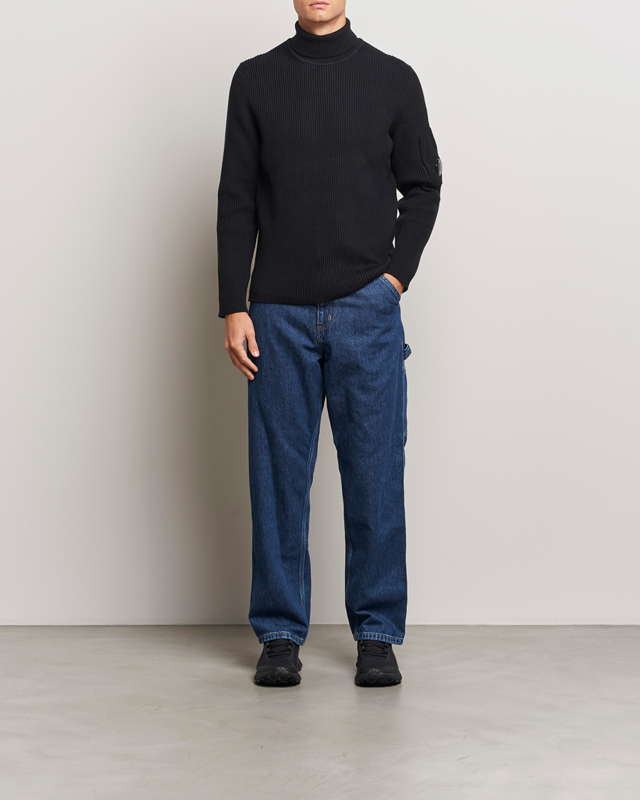Herren | Pullover | C.P. Company | Full Rib Knitted Cotton Rollneck Black