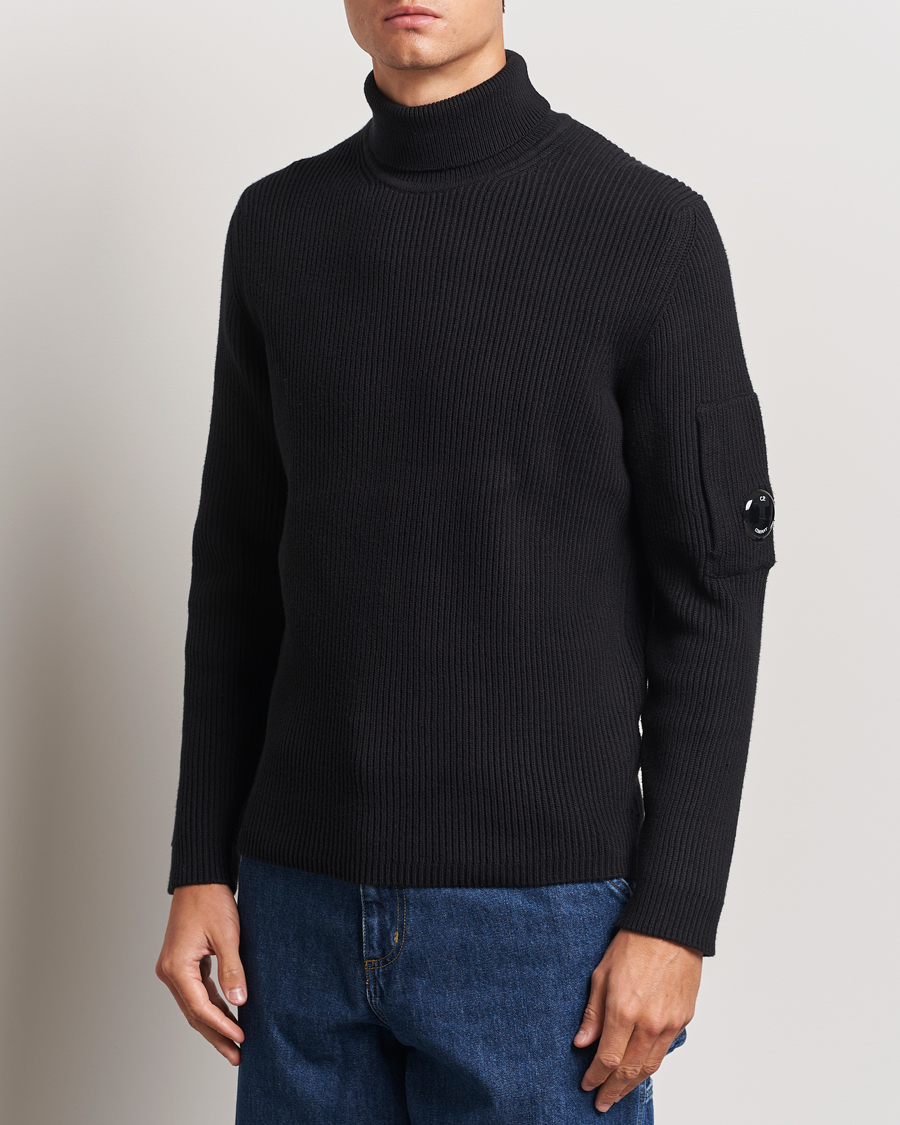 Herren | Pullover | C.P. Company | Full Rib Knitted Cotton Rollneck Black