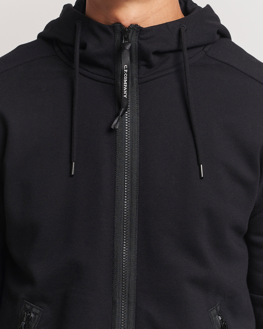 Herren | Pullover | C.P. Company | Diagonal Raised Fleece Full Zip Goggle Hoodie Black