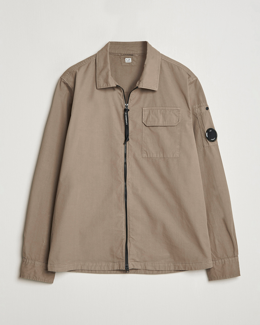 Herren | Hemden | C.P. Company | Organic Cotton Gabardine Zip Overshirt Taupe