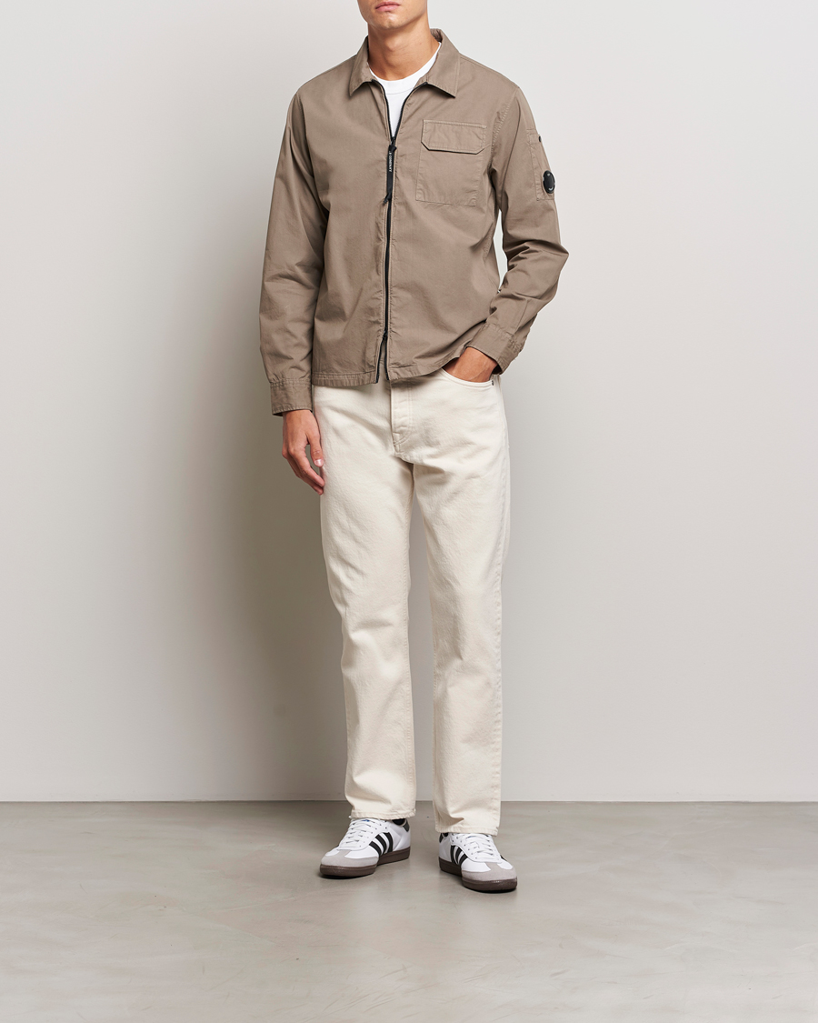 Herren | Hemden | C.P. Company | Organic Cotton Gabardine Zip Overshirt Taupe