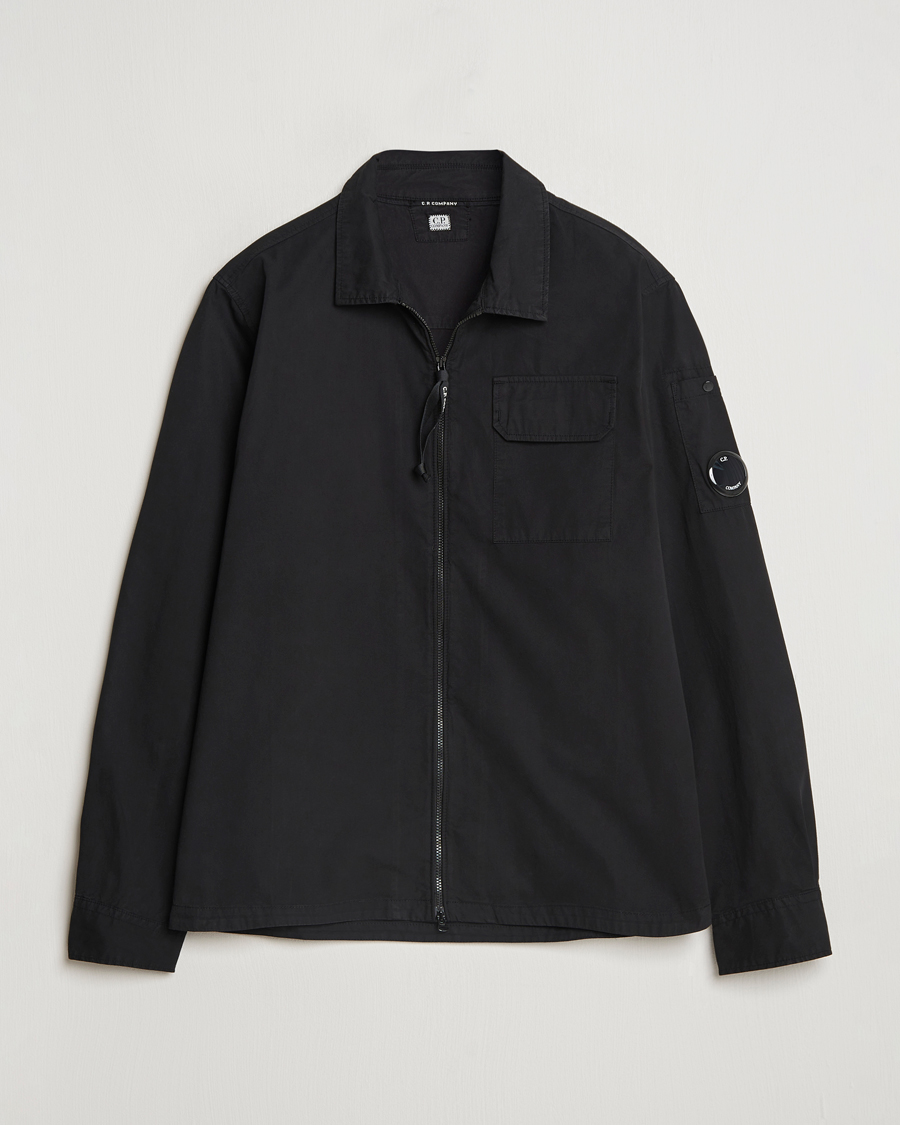 Herren | Hemden | C.P. Company | Garment Dyed Gabardine Zip Shirt Jacket Black